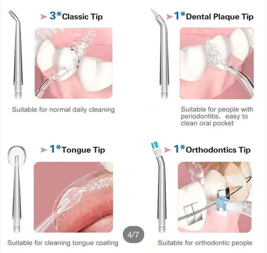 Portable Water Flosser Oral Irrigator – 4 Nozzle Selection & 3 Modes for Deep Cleaning